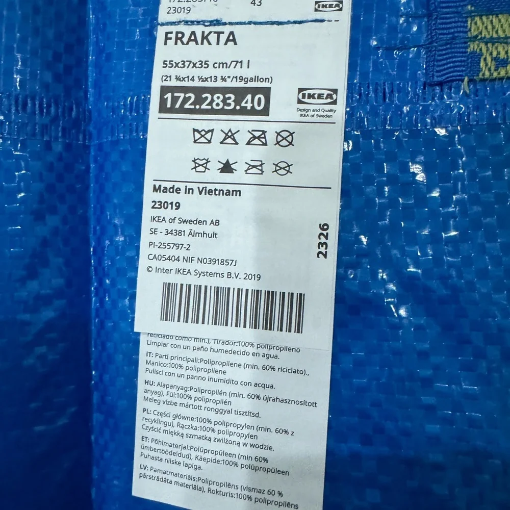 2 IKEA large blue Frakta bag